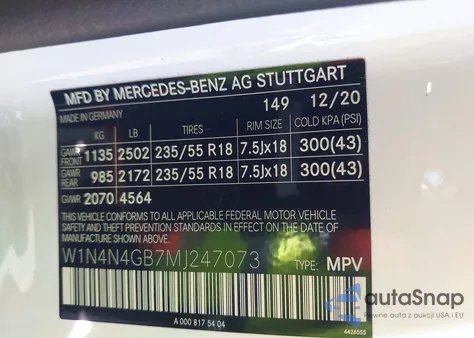 2021 Mercedes-Benz Gla 250 from USA, damaged, VIN W1N4N4GB7MJ247073